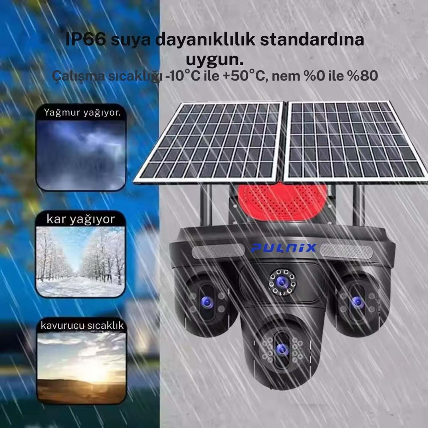 AOV TEKNOLOJİSİ 4G SOLAR KAMERA PULNİX PLX-7005 İPC 4 KAMERALI 7/24 KAYIT HİEASY