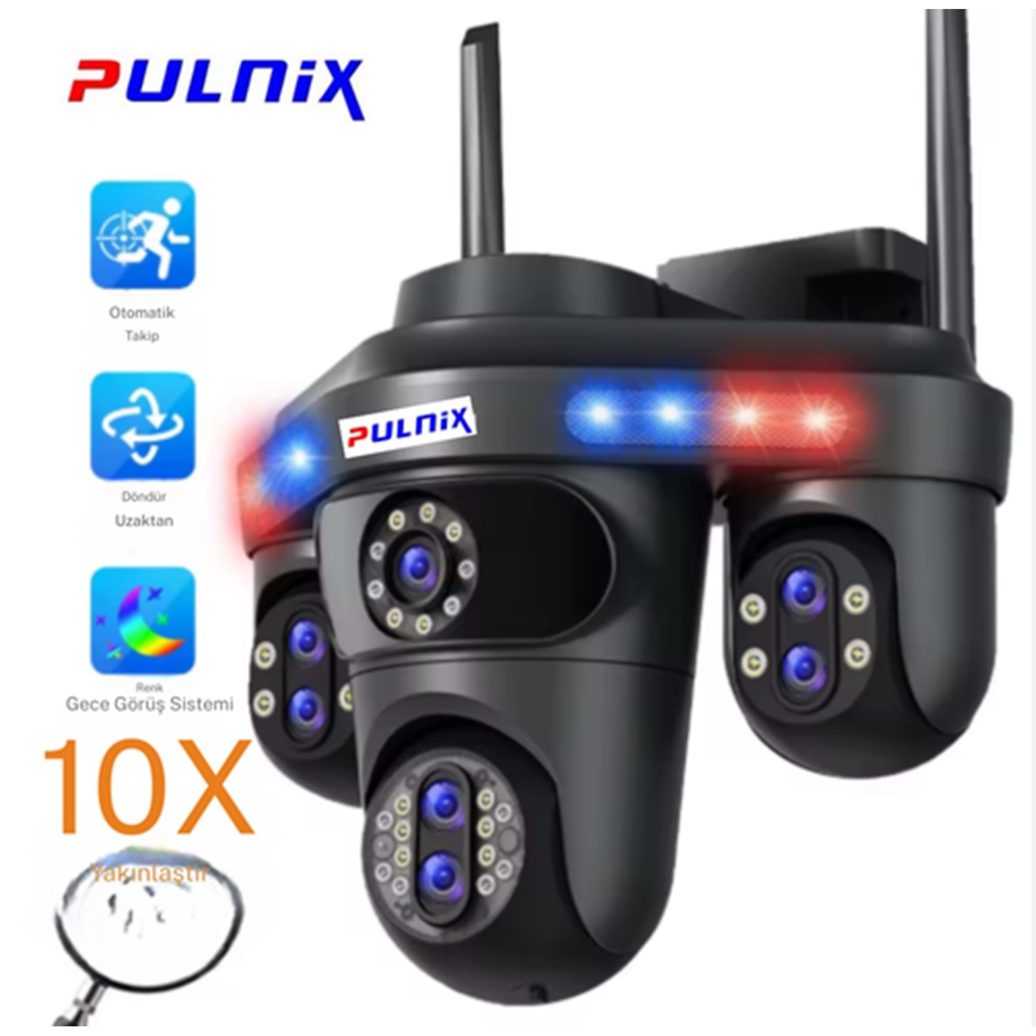 Pulnix WI-FI Kamera 4 Kameralı 3 Kamera Hareketli PTZ PLX-7004 IPC FVIDEO