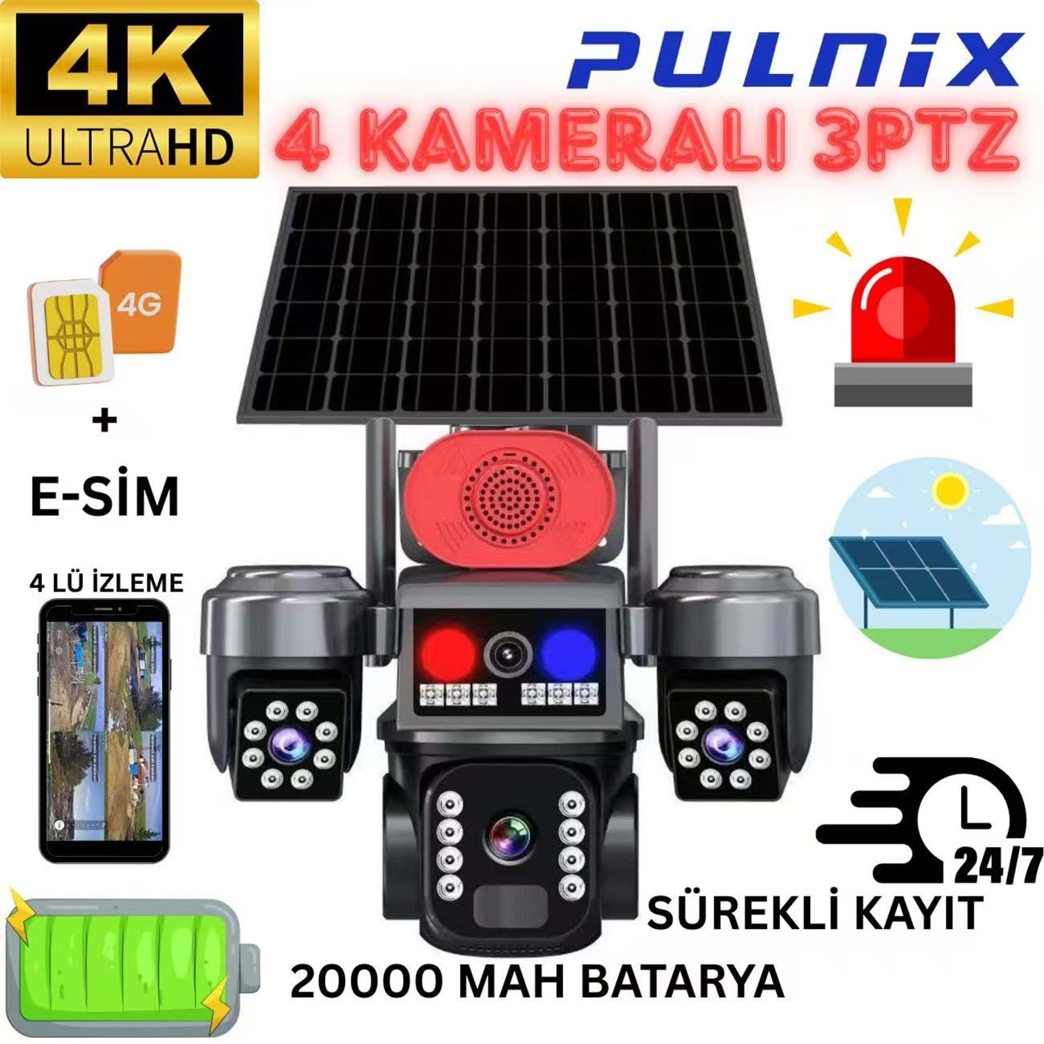 PULNIX 3 PTZ 4 KAMERA SOLAR KAMERA
